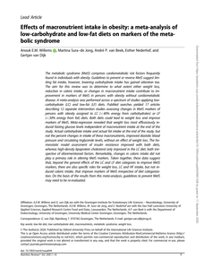 Effects of macronutrient intake in obesity