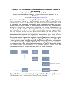 Economics and environmental impact of water lentil protein for human consumption