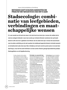 Stadsecologie : combinatie van leefgebieden, verbindingen en maatschappelijke wensen