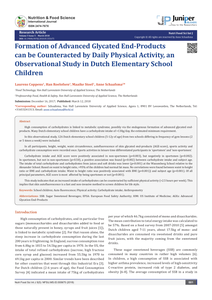 Formation of advanced glycated end-products can be counteracted by daily physical activity, an observational study in Dutch elementary school children