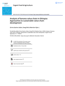 Analysis of banana value chain in Ethiopia