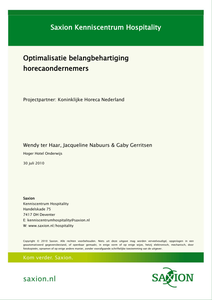 Optimalisatie belangbehartiging horecaondernemers