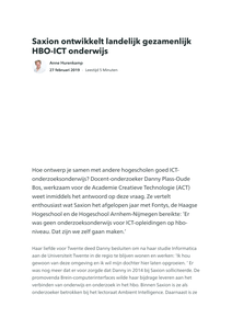 Saxion ontwikkelt landelijk gezamenlijk HBO-ICT onderwijs