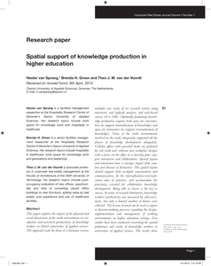 Spatial support of knowlegde production in higher education