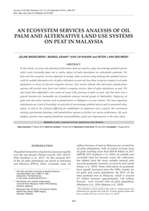 An ecosystem services analysis of oil palm and alternative land use systems on peat in Malaysia