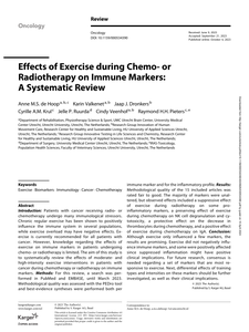 Effects of Exercise during Chemo- or Radiotherapy on Immune Markers