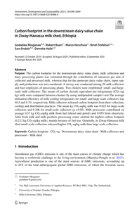 Carbon footprint in the downstream dairy value chain in Ziway-Hawassa milk shed, Ethiopia