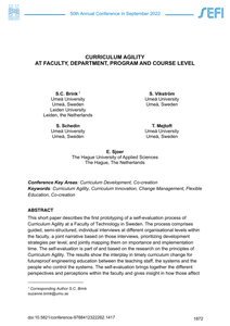 Curriculum Agility at Faculty, Department, Program and Course Level