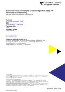 Entrepreneurial orientations and their impact on trade-off decisions in sustainability