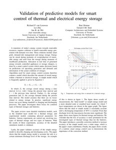 Validation of predictive models for smart control of thermal and electrical energy storage