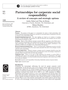 Partnerships for corporate social responsability