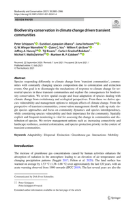 Biodiversity conservation in climate change driven transient communities