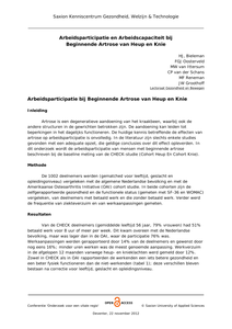 Arbeidsparticipatie en Arbeidscapaciteit bij Beginnende Artrose van Heup en Knie