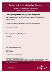 Closing the generation gap between youth, business school and business through Learning-by-Sharing