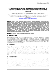 A comparative study of the implementation methods of heating elements used for the development of textile heaters