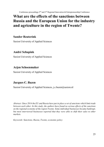 What are the effects of the sanctions between Russia and the European Union for the industry and agriculture in the region of Twente?