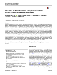 Alliance and Treatment Outcome in Family-Involved Treatment for Youth Problems: