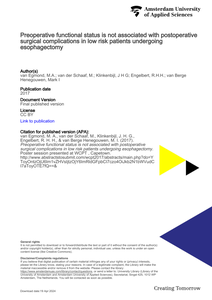 Preoperative functional status is not associated with postoperative surgical complications in low risk patients undergoing esophagectomy