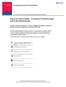 Focus on client needs - A study on frontline legal aid in the Netherlands