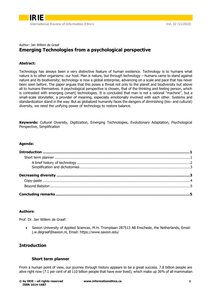 Emerging Technologies from a psychological perspective