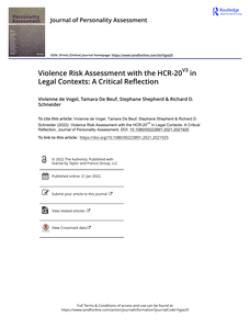 Violence Risk Assessment With the HCR-20V3 in Legal Contexts: A critical Reflection