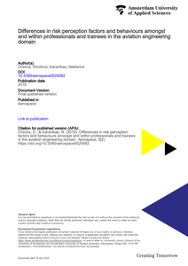 Differences in risk perception factors and behaviours amongst and within professionals and trainees in the aviation engineering domain