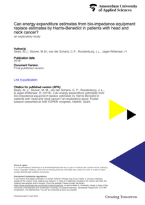 Can energy expenditure estimates from bio-impedance equipment replace estimates by Harris-Benedict in patients with head and neck cancer?