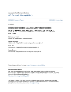 Business Process Management and Process Performance