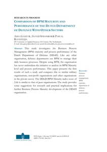 Comparison of BPM maturity and performance of the Dutch department of defence with other sectors.