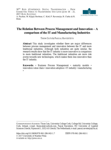 The Relation Between Process Management and Innovation