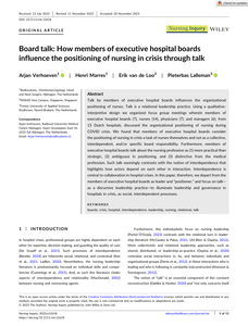 Board talk: How members of executive hospital boards influence the positioning of nursing in crisis through talk