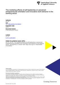 The mediating effects of self-leadership on perceived entrepreneurial orientation and innovative work behavior in the banking sector