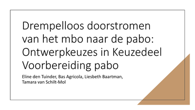 Drempelloos doorstromen van het mbo naar de pabo