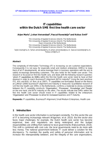 IT capabilities within the Dutch SME first line health care sector