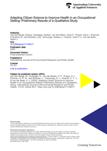 Adapting Citizen Science to Improve Health in an Occupational Setting: Preliminary Results of a Qualitative Study