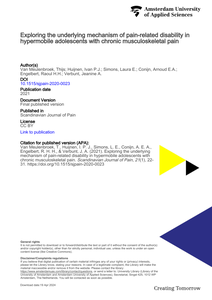 Exploring the underlying mechanism of pain-related disability in hypermobile adolescents with chronic musculoskeletal pain