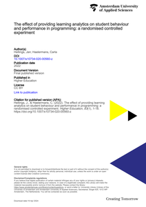 The effect of providing learning analytics on student behaviour and performance in programming: a randomised controlled experiment