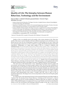 Quality of Life: The Interplay between Human Behaviour, Technology and the Environment