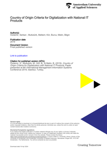 Country of Origin Criteria for Digitalization with National IT Products