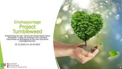 Eindrapportage Project Tumbleweed. Ontwikkeling van een ‘Consumer Sustainability Value Perception’ model