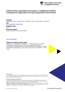 Implementing organisational change in a digitalising facilities management organisation through stewardship interventions