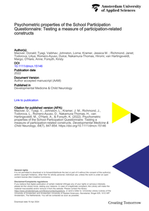 Psychometric properties of the School Participation Questionnaire: Testing a measure of participation-related constructs