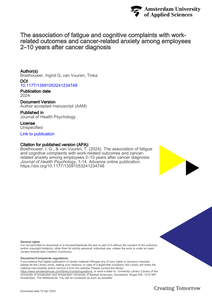 The association of fatigue and cognitive complaints with work-related outcomes and cancer-related anxiety among employees 2–10 years after cancer diagnosis