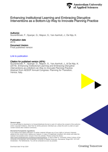 Enhancing Institutional Learning and Embracing Disruptive Interventions as a Bottom-Up Way to Innovate Planning Practice