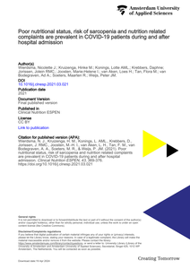 Poor nutritional status, risk of sarcopenia and nutrition related complaints are prevalent in COVID-19 patients during and after hospital admission