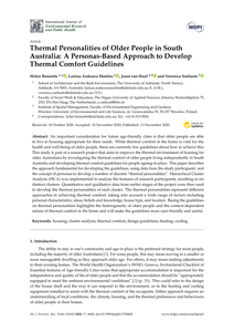 Thermal Personalities of Older People in South Australia