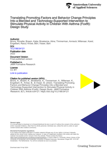 Translating Promoting Factors and Behavior Change Principles Into a Blended and Technology-Supported Intervention to Stimulate Physical Activity in Children With Asthma (Foxfit): Design Study