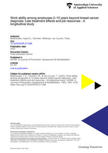 Work ability among employees 2–10 years beyond breast cancer diagnosis: Late treatment effects and job resources - A longitudinal study