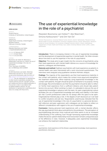  The use of experiential knowledge in the role of a psychiatrist