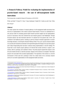 A Research Pathway Model for evaluating the implementation of practice-based research